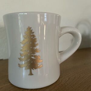 Diner mug Gold tree thick stem white/cream with gold tree
